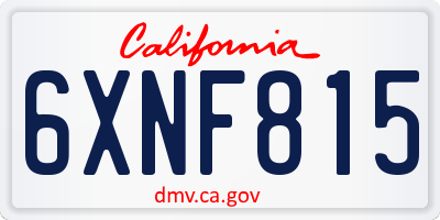 CA license plate 6XNF815