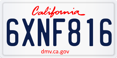 CA license plate 6XNF816