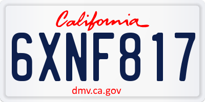 CA license plate 6XNF817