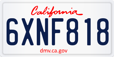 CA license plate 6XNF818