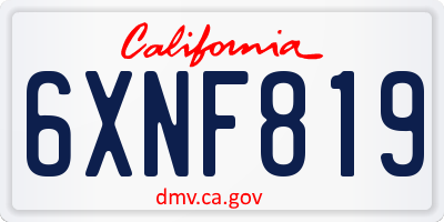 CA license plate 6XNF819
