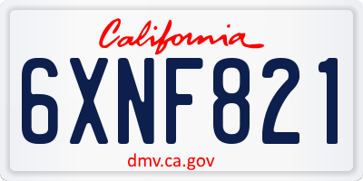 CA license plate 6XNF821