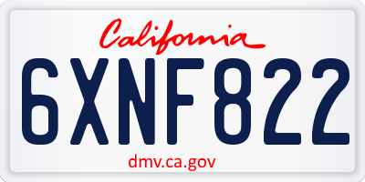 CA license plate 6XNF822