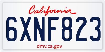 CA license plate 6XNF823