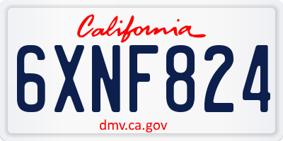 CA license plate 6XNF824