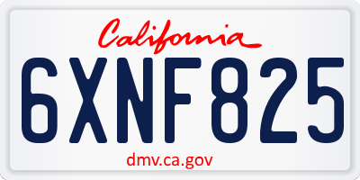 CA license plate 6XNF825