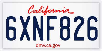 CA license plate 6XNF826