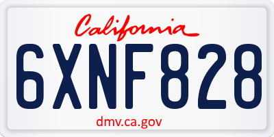 CA license plate 6XNF828