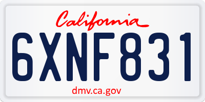 CA license plate 6XNF831