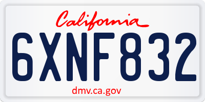 CA license plate 6XNF832
