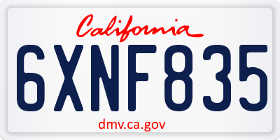 CA license plate 6XNF835