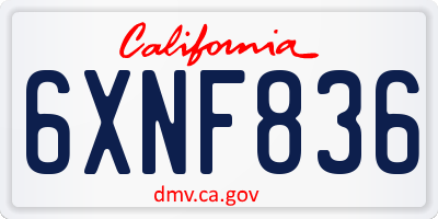 CA license plate 6XNF836
