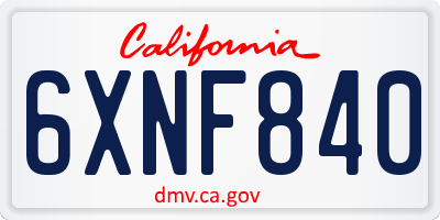 CA license plate 6XNF840
