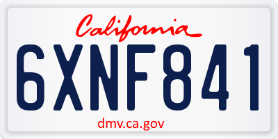 CA license plate 6XNF841