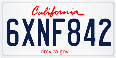 CA license plate 6XNF842
