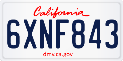 CA license plate 6XNF843