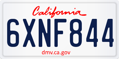 CA license plate 6XNF844