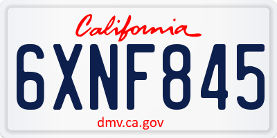 CA license plate 6XNF845