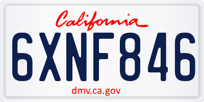 CA license plate 6XNF846