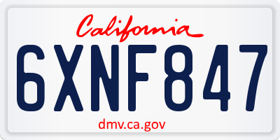 CA license plate 6XNF847