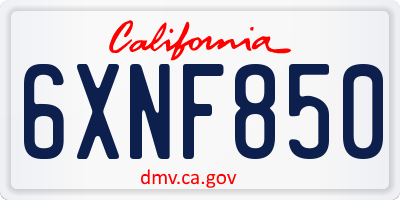 CA license plate 6XNF850