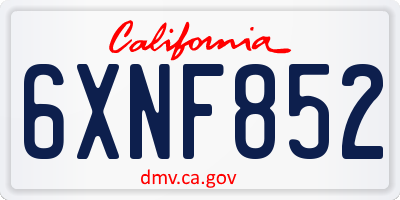 CA license plate 6XNF852