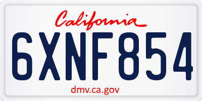 CA license plate 6XNF854