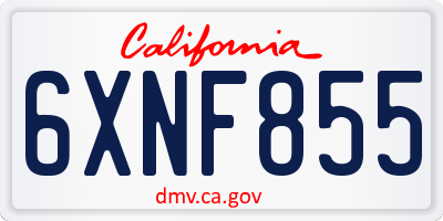 CA license plate 6XNF855