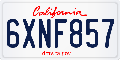 CA license plate 6XNF857