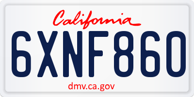CA license plate 6XNF860