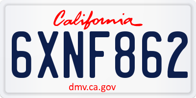 CA license plate 6XNF862