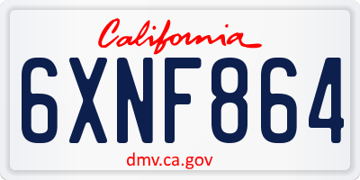 CA license plate 6XNF864
