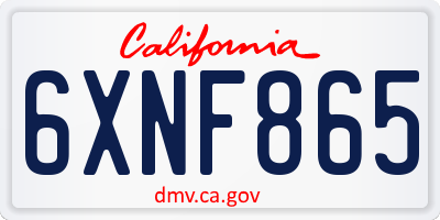 CA license plate 6XNF865