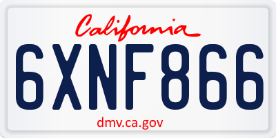 CA license plate 6XNF866