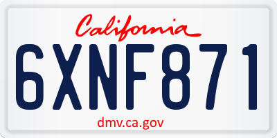 CA license plate 6XNF871