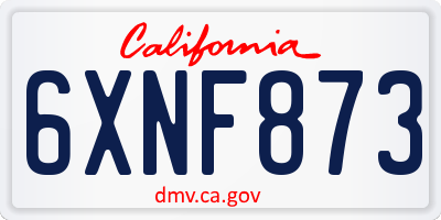 CA license plate 6XNF873
