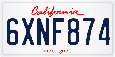 CA license plate 6XNF874