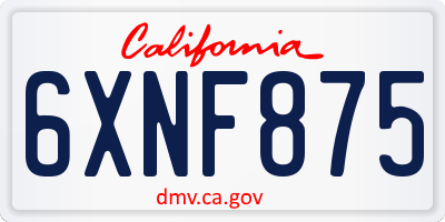 CA license plate 6XNF875