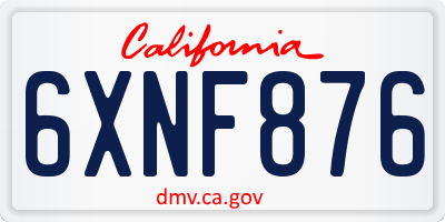 CA license plate 6XNF876