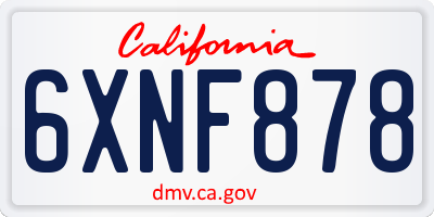 CA license plate 6XNF878