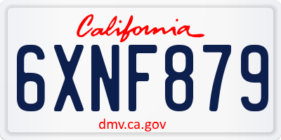 CA license plate 6XNF879