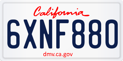 CA license plate 6XNF880