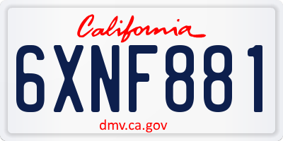 CA license plate 6XNF881
