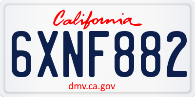 CA license plate 6XNF882