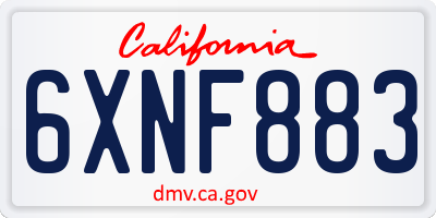 CA license plate 6XNF883