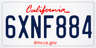 CA license plate 6XNF884