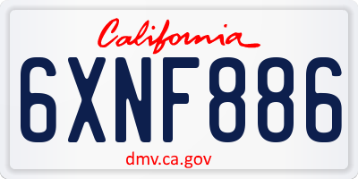 CA license plate 6XNF886