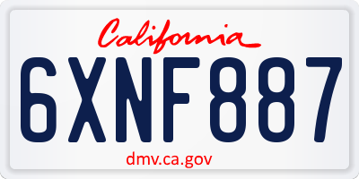 CA license plate 6XNF887