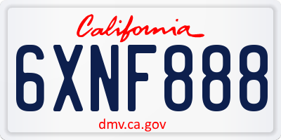 CA license plate 6XNF888