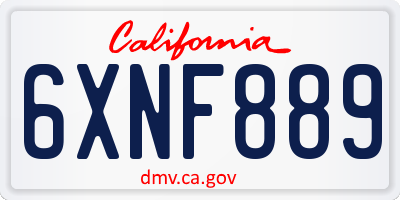 CA license plate 6XNF889